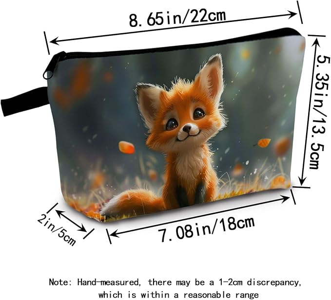 Cute Fox Cosmetic Bag Gift for Women Small Makeup Bag for Purse Cosmetic Bags for Women Zipper Travel Toiletry Pouch Fox Makeup Bags