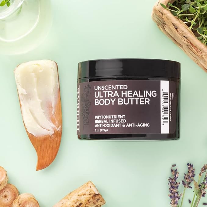Ultra Healing Body Butter, Cream for Eczema and Dry Skin, Fragrance Free Body Butter, Hand Cream for Dry Cracked Hands, Unscented Hand Cream, Skin Repair Cream, 2 Oz Travel Size, Made in the USA