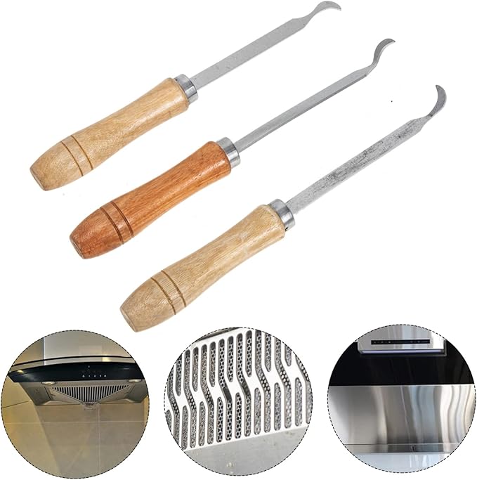 Milisten Range Hood Wind Wheel Scraper Set 3Pcs Kitchen Cleaning Tools with Ergonomic Handle for Stove Vent Grill Grease Removal