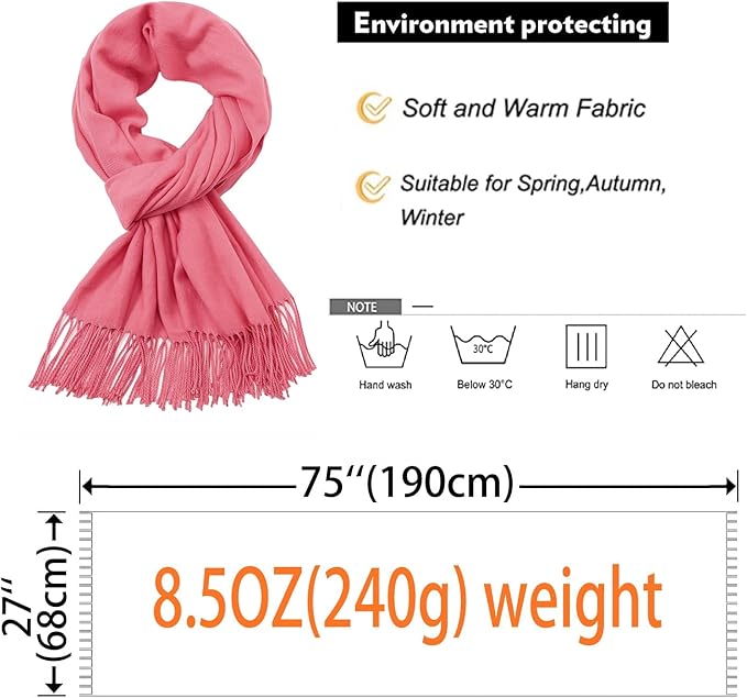 RIIQIICHY Women's Scarf Pashmina Shawls and Wraps for Evening Dress Bridesmaid Wedding Bridal Winter Warm Long Large Scarves