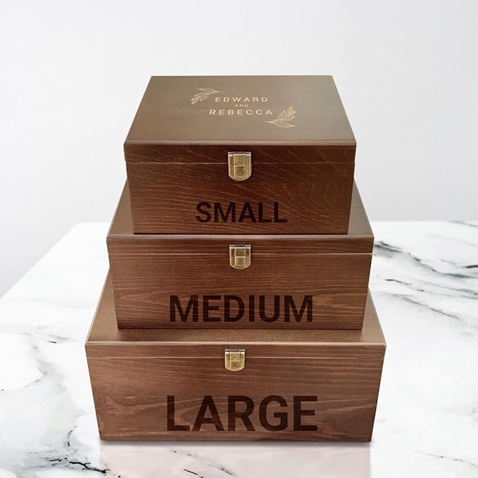 Valentine Gift Box for Him,Personalized Keepsake Wood Box,walnut colored Wood Keepsake Box,Girlfriend, Couple,Engagement Wedding Card box