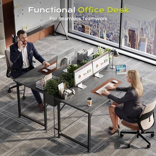PRAISUN 47 Inch Computer Desk, Office Desk, Spacious Desktop, Grey
