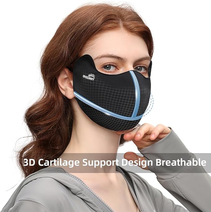 Sun Protection UPF 50+ UV Face Cover Summer Face Mask Neck Gaiter with Ear Loops SLN3M308