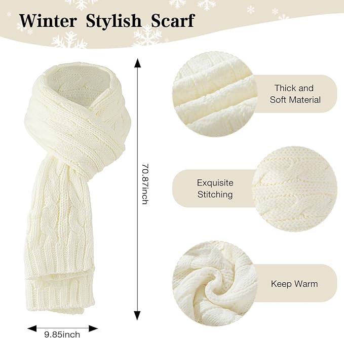 Tavaleu Womens Winter Beanie Hat Scarf Gloves Set, Pom Pom Beanie Warm Knit Scarf Touchscreen Gloves for Cold Weather