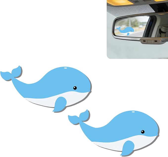 2Pcs Dolphin Rear View Mirror Sticker Waterproof Vinyl Car Window Decal | Dolphins Car Accessories, Cute "Moo-tivational" Auto Decals Decor, Dolphin Gifts for Women Men Animal Lovers