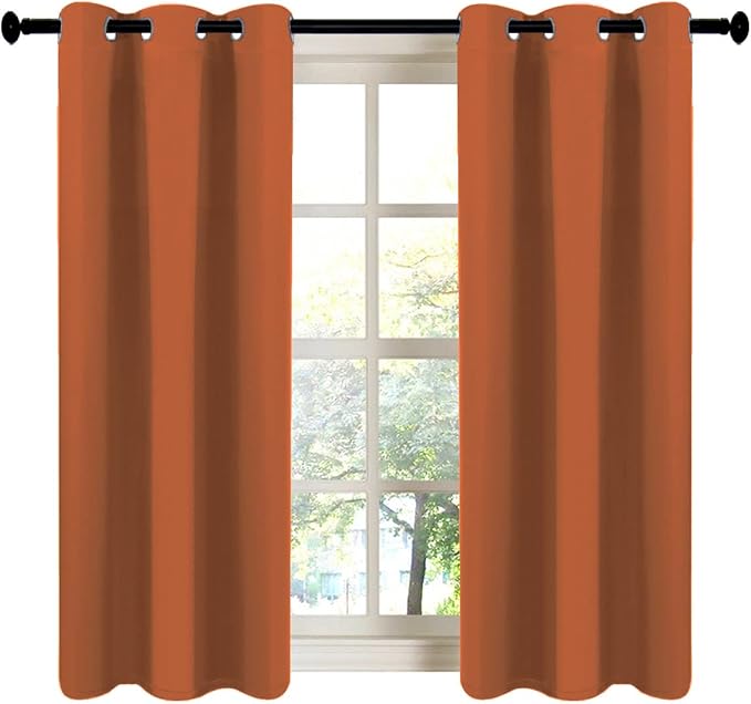 LA PALMA Thermal Insulated Blackout Darkening Grommet Living Room Curtains Window Drapes for Bedroom Pack of 2 Panels