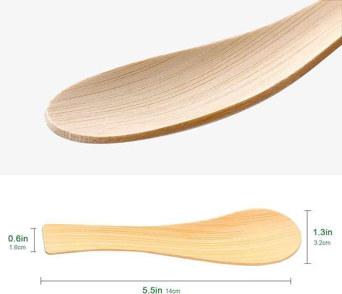 Bamboo Spoons -200 Count Disposable Spoons 5.51" Heavy Duty, Heat Resistant, Compostable Spoons for Eating 100% Biodegradable Renewable Cutlery Bulk for Parties/Picnics/Big Event/Daily Use/Travel