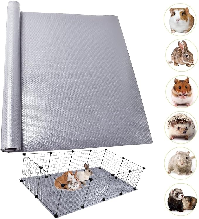 Waterproof Guinea Pig Bedding Rabbit Cage Liner, 118x24 1PCS Grey | Cut To Fit Cage,Rabbit Bedding,Hamster Cage Accessories For Rabbits, Hamsters, Gerbils, and Chinchillas, Easy to Clean