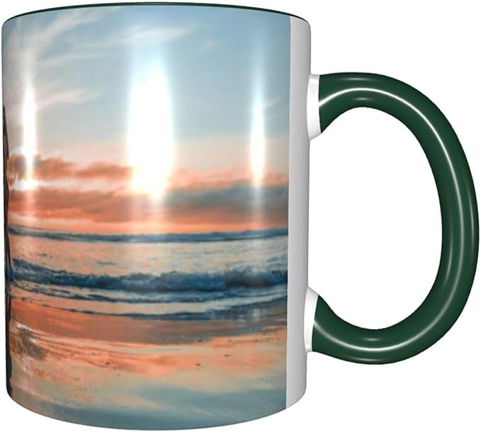 Custom Mugs and Coffee Cups Partial or Full Size Printed Creative Designs Customizable with Your Photos Images Text (Full-Width, Dark Green)