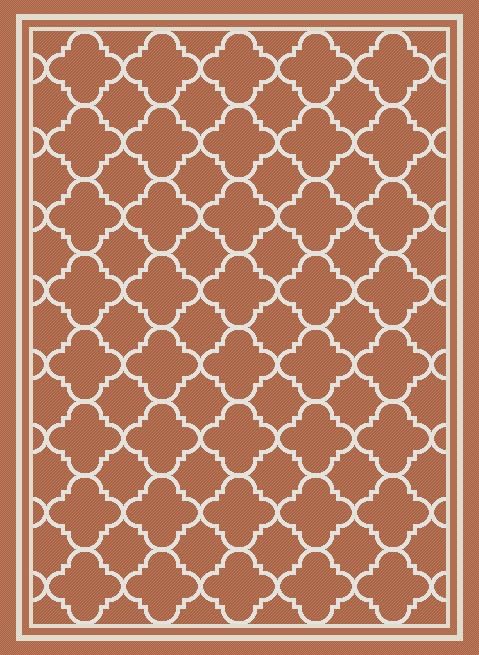 SAFAVIEH Washable Rug Outdoor Courtyard Collection - 4' x 5'7", Terracotta & Bone, Non-Shedding & Easy Cleaning, Ideal for Patio, Backyard, Mudroom (CY6918-241)