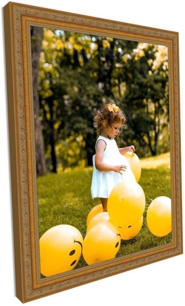 M Modern Memory Design 15x36 Gold Picture Frame Ornate - Wall Mount Acrylic Glass 15x36 Frame