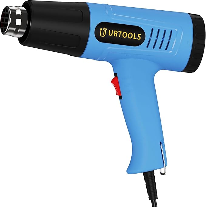 Heat Gun Kit 572 & 1112℉ Variable Temperature Control 4 Nozzles Heavy Duty Fast Heating Hot Air Gun Overload Protection, For Crafting, Shrink Tubing, Vinyl Wrap, Shrink Wrap,5Ft Power Cord