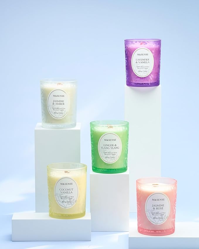 M&SENSE Sage Citrus Scented Candle, Cracking Wooden Wick Soy Wax, 18oz 100 Hours Long Lasting Clean Burn, Large Jar Candles for Home Decor, Non-Toxic Relaxing Fall Winter Aromatherapy Gifts for Women