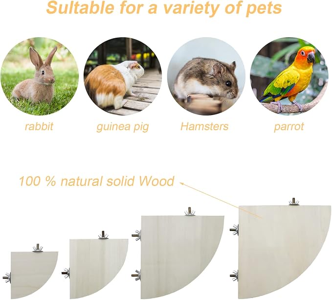 Litewoo Bird Parrot Corner Perch Flat Platform Stand for Cage (L) | 6.69x6.69 in, easy to Install, stable & smooth, solid wood perch for small-medium birds/parakeet/cockatiel/budgie/conure/cage