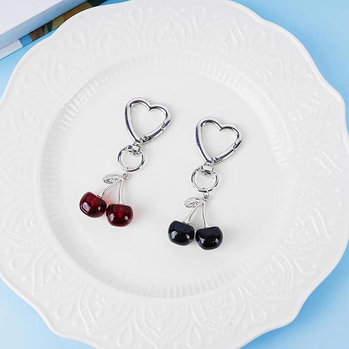 Agromusk Cute Cherry Keychain,Kawaii Cherry Bag Purse Charms for Women Car Keys Decor Gifts Stuff Accessories