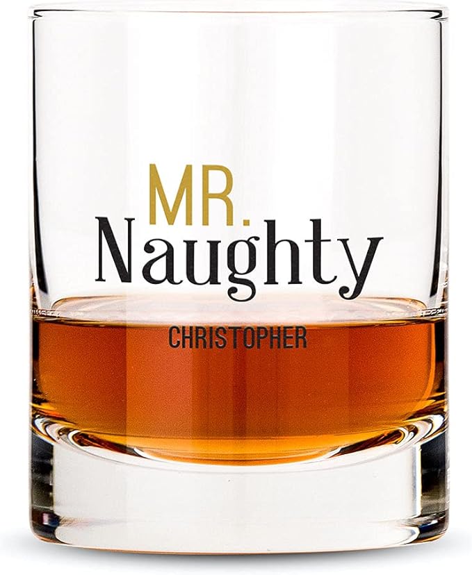 WEDDINGSTAR Personalized Whiskey Glass 11oz - Mr. Naughty Print