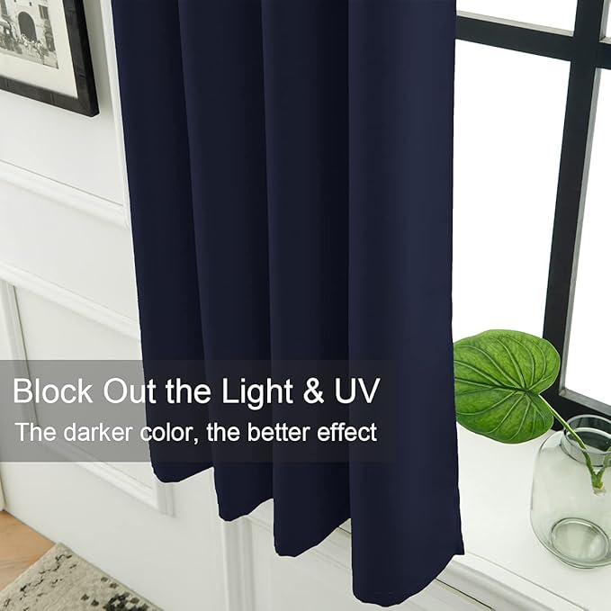 LA PALMA Thermal Insulated Blackout Darkening Grommet Living Room Curtains Window Drapes for Bedroom Pack of 2 Panels
