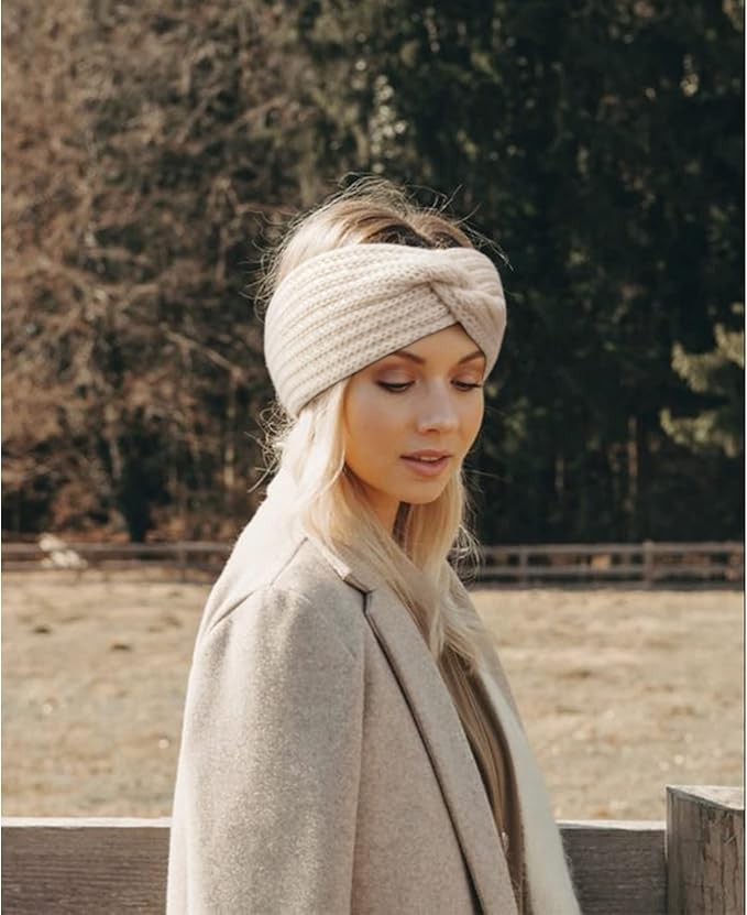 DRESHOW Winter Knit Chunky Headbands for Women Crochet Turban Knitted Ear Warmer Fashion Head Wrap 6 Pack