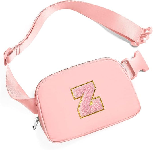 Gitus Customizable Belt Bag Fanny Pack for Girls Age 6-8 & 8-10 with Initial - Trendy Teen Girl Gift (Light Pink-Z)