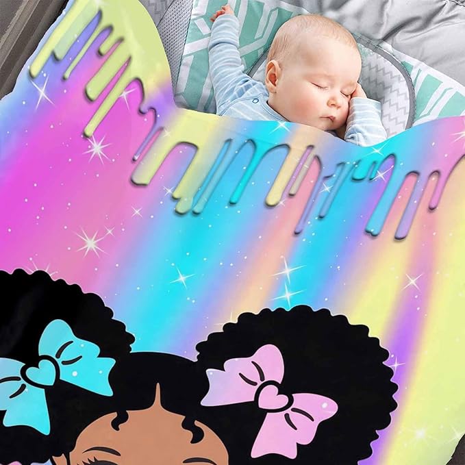 D-Story Personalized Blanket with Name - Custom for Adult, Kids, Baby - Monogrammed Black Girl Blanket - Gifts for Girls Boys