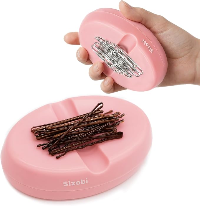 Sizobi Magnetic Bobby Pin Holder,Magnetic Pin Cushions for Sewing | (Pins Excluded) Securely Holds Metal Hair Clips & Paper Clip, Sewing Supplies,Needle Magnetic Quilting Pins Holder Organizer