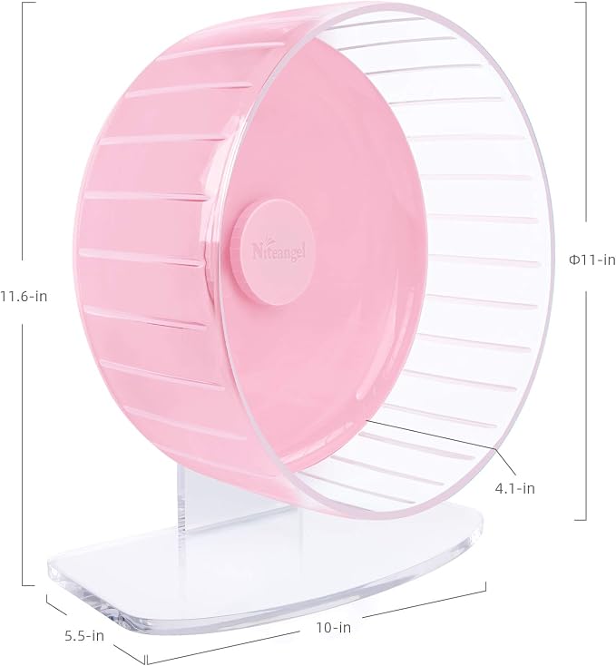 Niteangel Super-Silent Hamster Exercise Wheels: Quiet 11 inch Running Wheel | Can 11.6-15.4" Adjustable Height - No Bend Back Spinner Running for Dwarf Syrian Hamster Gerbils Mice Or Other Small Animal