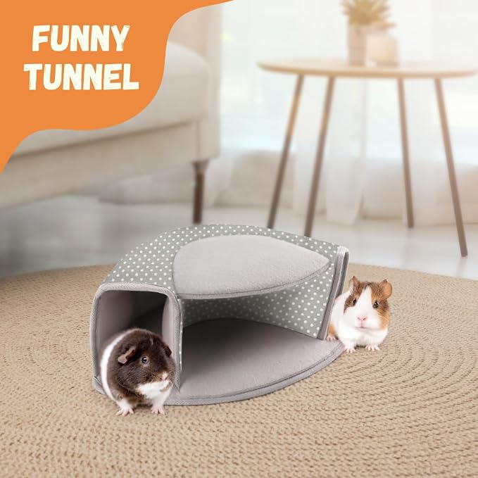 Guinea Pig Hideout, Interactive Guinea Pig Tunnel Bed, Washable | Small Animal Tubes Toys Cage Accessories for Ferret Bunny Chinchilla