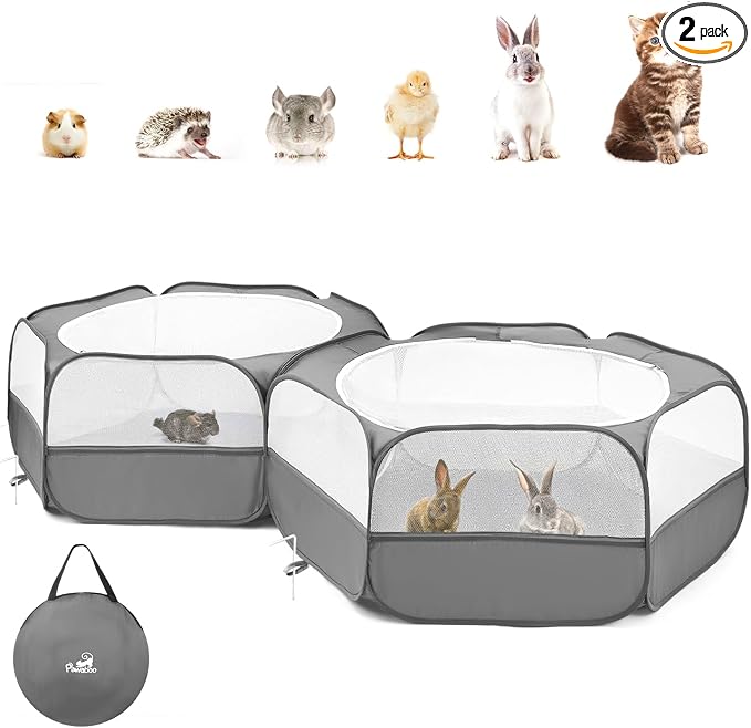 Pawaboo Small Animals Playpen, Large Chick Brooder with Zipper Splicing | Portable Chicken Coop Run, Pop Up Pet Enclosure Cat Tent for Guinea Pig Bunny Puppy Indoor Outdoor