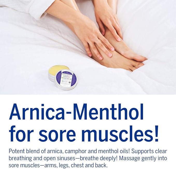 Dr. Bronner's - Organic Magic Balm - Arnica-Menthol, Made w/Organic Beeswax & Hemp Oil, Moisturizes & Soothes Hands, Face, & Body (2 oz, 2-Pack)