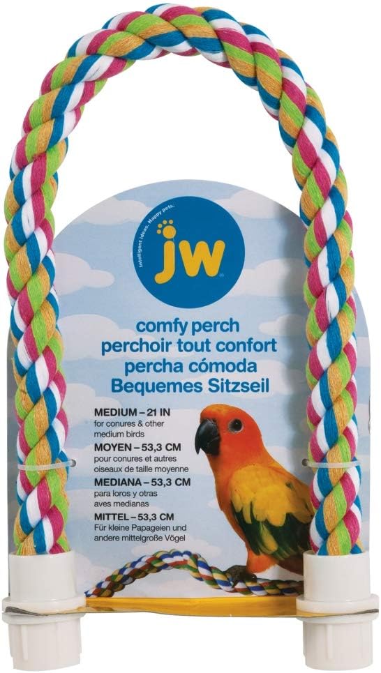 JW Pet Comfy Perch for Birds Flexible Multi-Color Rope, Medium - 21" Length (Pack of 12)