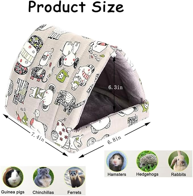 Guinea Pig Hideout Cozy Cotton Washable Tent for Small Animals | Hamster Bed, Portable House Cage Accessories Bunny Hedgehog Mouse Chinchillas Ferrets Bearded Dragons Rats (6.8"x7.4")