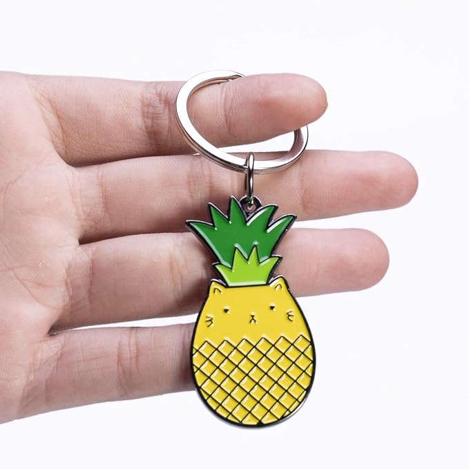 Cute Key chain Pendant Hedgehog Keychain Animal Shape Style Novelty Pineapple Cat Gifts Keyring for Women Men