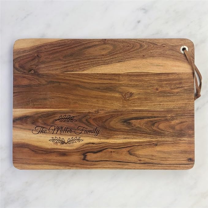 Engraved Custom Message Acacia Personalized Cutting Board, Charcuterie Board, Kitchenware Wedding Gift