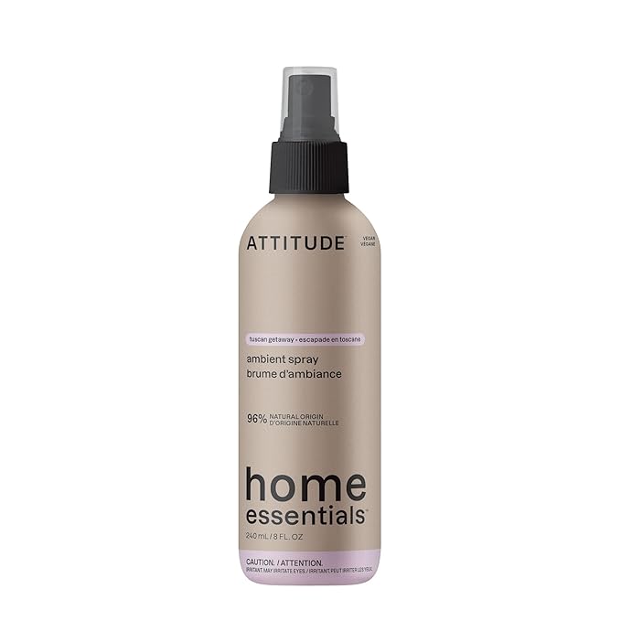 ATTITUDE Scented Room and Air Freshner Spray, for Home and Bathroom, Natural Origin Ingredients, Vegan, Citrus Scent, Tuscan Getaway, 8 Fl Oz