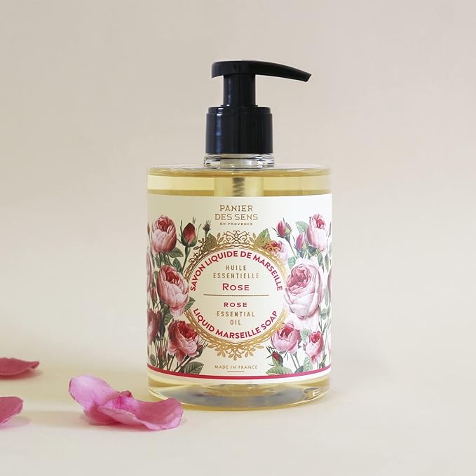 Panier des Sens – Rose Foaming Liquid Hand Wash & Moisturizing Hand Cream – Hand Soap and Lotion Set - with Coconut Oil, Shea Butter – French Hand Care – Gentle Formula – 97% Natural Ingredients