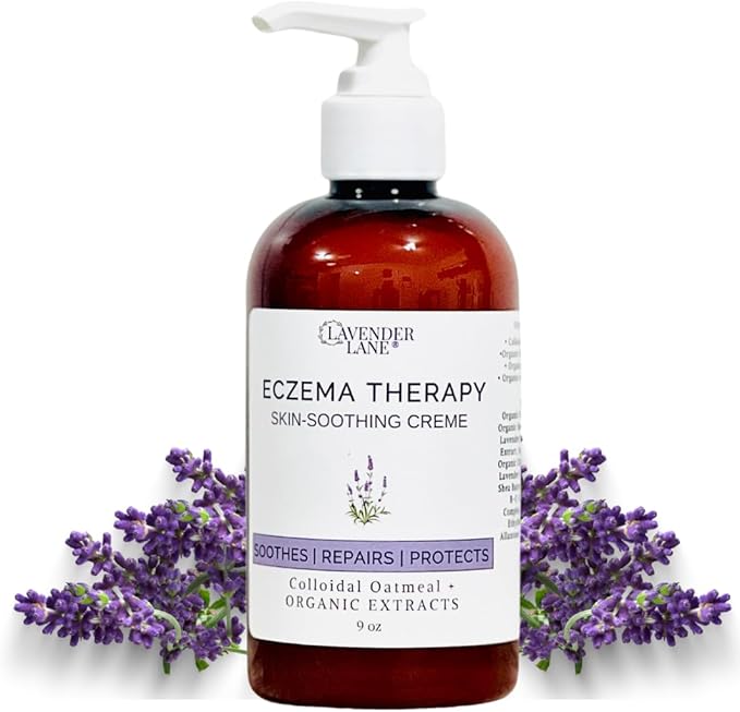 LAVENDER LANE Eczema Therapy Cream, 9 oz - Soothes Troubled Complexions, Intense Hydration, Organic Botanicals, Hypoallergenic