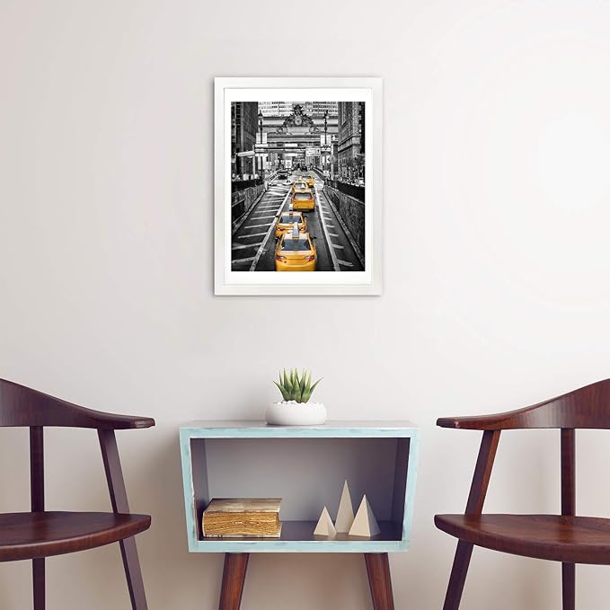 12x16 White Picture Frame to Display 11x14 Photo with Mat or 12 by 16 Picture Without Mats Picture Frames Wall Art for Living Room Wall Mounting and Tabletop Decor