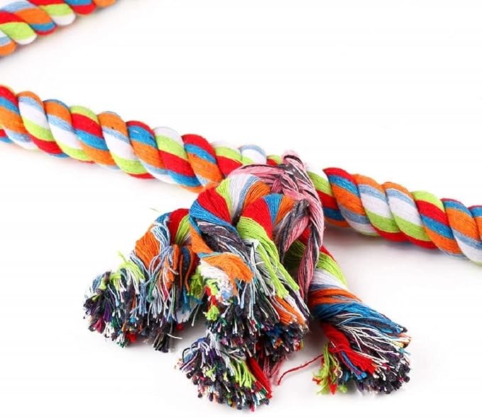 Spoiled Pet® Large Bird Rope Perch Triangle Swing Toy Multicolor 12 Inch | Natural cotton & steel rod cage accessory for Parrots Cockatoos, Safe to climb, chew, relieve boredom, with metal quick link