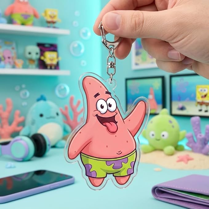PumpCar Acrylic Keychain Double-Sided Charm Key Ring with Metal Clip Backpack Charm Bag and Car Key Accessory Collectible