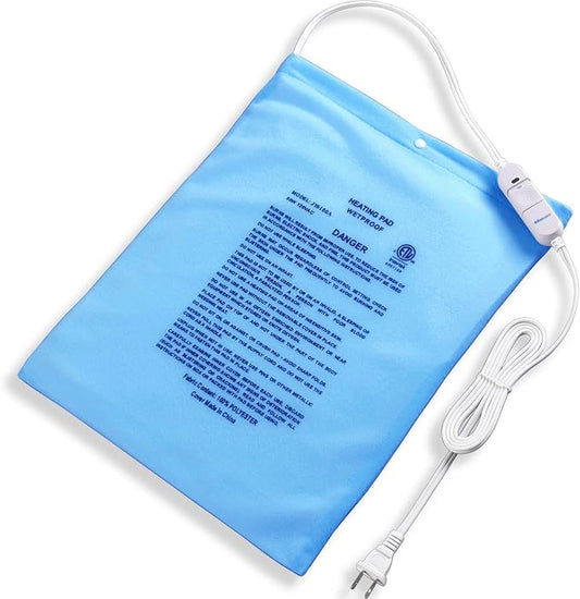 Boncare® Stay-On Small Vinyl Electric Heating Pad for Neck and Shoulders and Back Without Auto-Off, Low & High Heat Levels, Waterproof Hot Heat Pad with Washable Cover (12"x15", 1-Pack)
