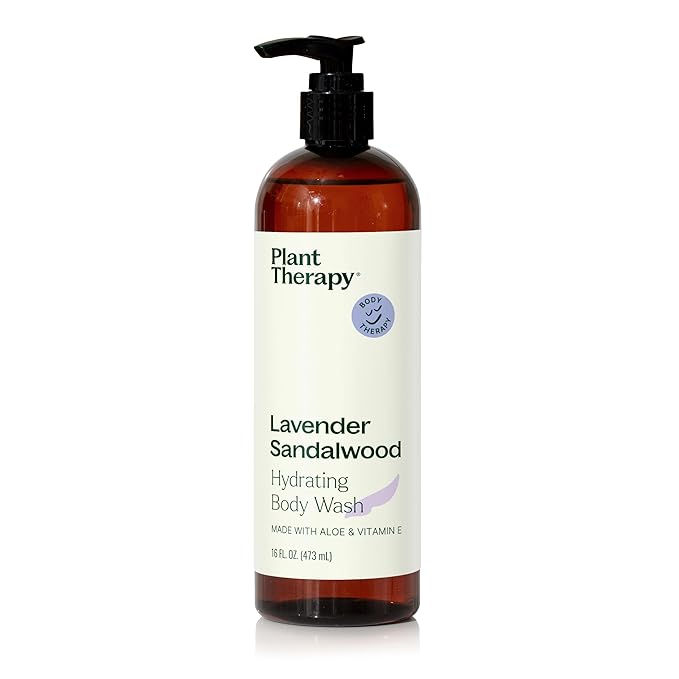 Plant Therapy Lavender Sandalwood Natural Body Wash 16 oz For all Skin Types, Sulfate Free Body Wash, For Men or Women, Relaxing All-Natural Aroma, Lush, Hydrating Lather, Cleanses & Soothes Skin