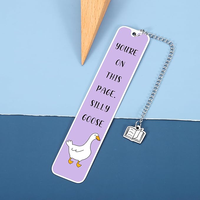 Goose Bookmark for Women Gifts for Her Him, Cute Bookmarks for Book Lovers Bookish Funny Gifts Metal Bookmark for Bookworm Bookmate Book Reading Accessories for Book Club Birthday Christmas Valentines