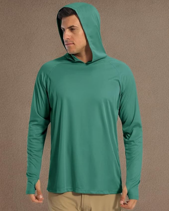 Boladeci Men's UPF 50+ Sun Protection Lightweight Hoodie Shirts Long Sleeve Fishing Shirt SPF UV Hiking Swim