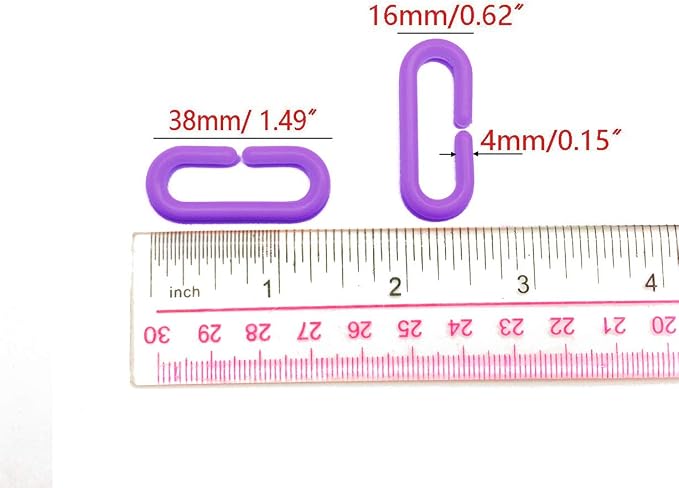 200Pcs Purple C-Clips Plastic Chain Links for Birds & Small Pets | Non-Toxic Safe & Durable. Chew-Resistant For Indoor/Outdoor. C-Clip Snaps Together Easily. Plastic Chain Toy For Small Pets