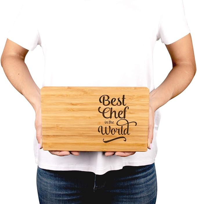Andaz Press Laser Engraved Small Bamboo Wood Cutting Board, 9.5 x 6-inch, Best Chef in the World, 1-Pack Grandma's Kitchen Gift