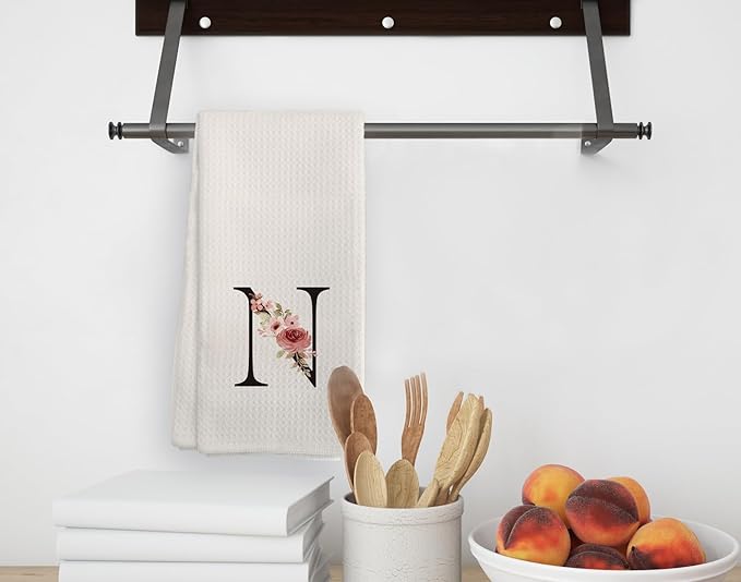 Kitchen Towel, Personalized Gifts Mode Monogram Letter N Kitchen Towel for Kitchen Dinning Bathroom, Christmas Birthday Gifts for Women, Kitchen Towel and Dishcloths Sets 16×24 Inches