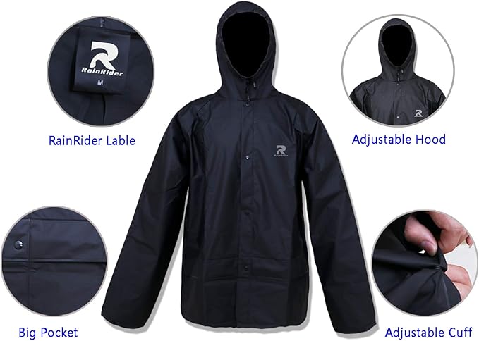 Ultra-Lite Rain Suit for Men Women Waterproof Protective Rain Coat with Pants 2 Pieces Rain Gear