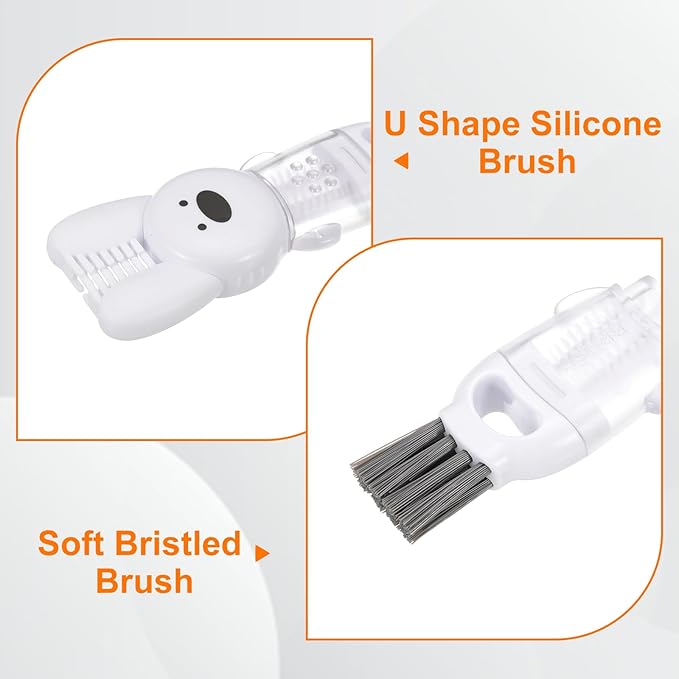 uxcell 3pcs Cup Lid Cleaning Brush, Water Bottle Cleaner Brush with Rabbit Pattern, for Tight Spaces, Bottle Gap White