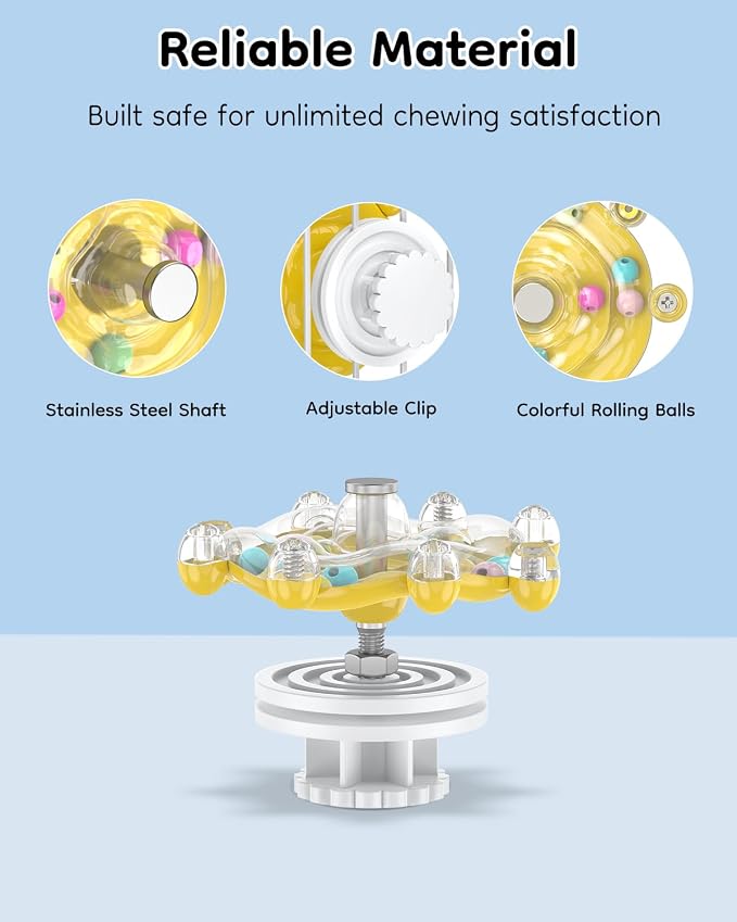 Pawfly Bird Toys for Parakeets, Colorful Spinning Wheel Chew Toy, Interactive Spinner Rattle Parrot Toys, Cockatiel Toy, Parakeet Toys, Bird Cage Accessories for Entertainment Chewing Exercise, Yellow
