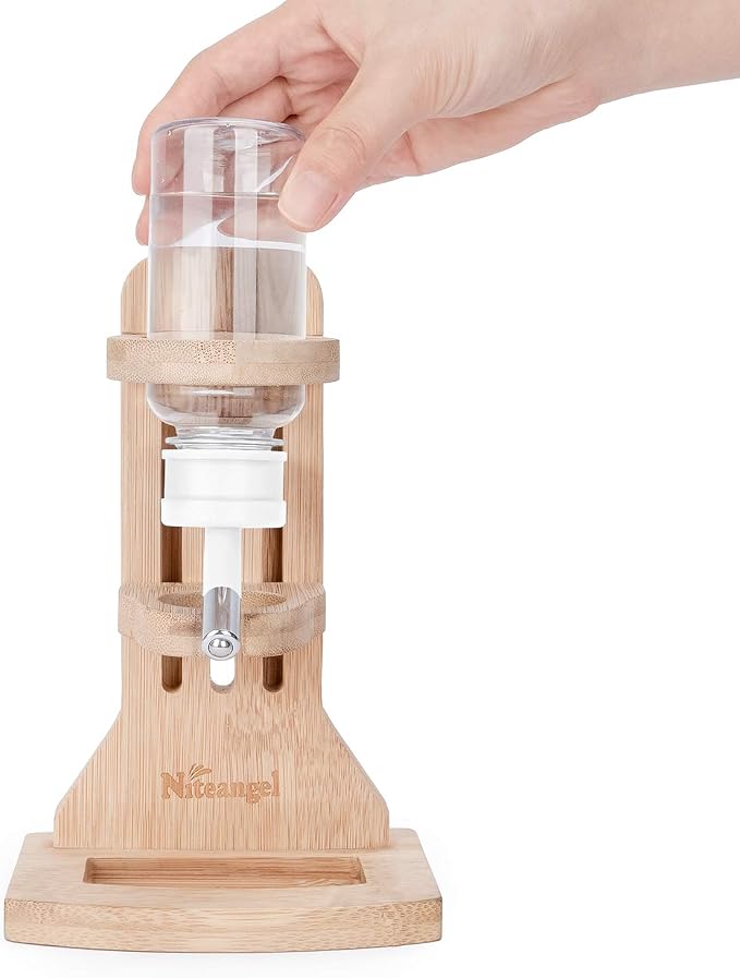 Niteangel Hamster Water Bottle with Stand: 4oz/120ml Capacity & Leak-Proof | Adjustable Height - Far Away Cage Mess & Wet Bedding Water Dispenser for Syrian Dwarf Hamster Gerbils Mice Rat Or Small Pets